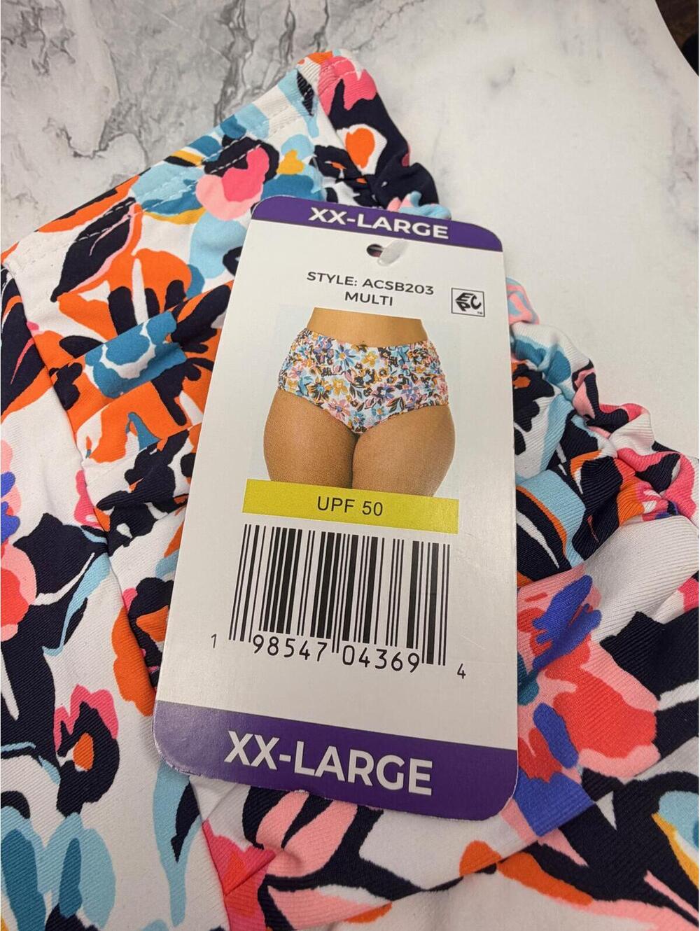 Anne Cole Swim Bottoms XXL High Waisted Ruched Floral Bikini Bottoms UPF 50 NWT - Picture 2 of 4